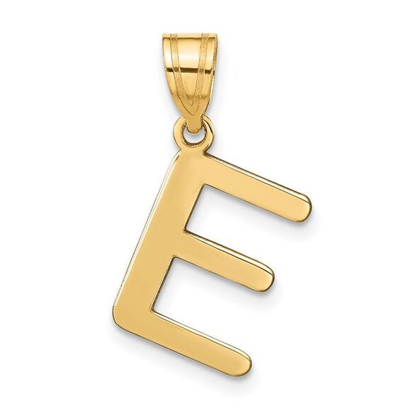 Kazi Luxury 14k Yellow Gold Polished Bubble Letter E Initial Pendant